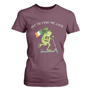 Funny Frog Christian St Patricks Day T Shirt For Women Off To Find Me Lucky TS14 Maroon Print Your Wear