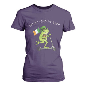 Funny Frog Christian St Patricks Day T Shirt For Women Off To Find Me Lucky TS14 Purple Print Your Wear
