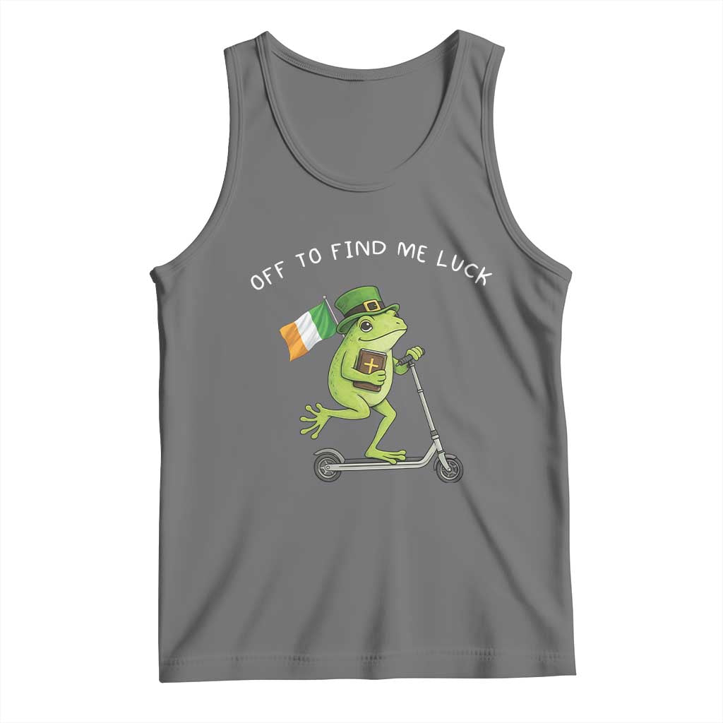 Funny Frog Christian St Patricks Day Tank Top Off To Find Me Lucky TS14 Black Heather Print Your Wear