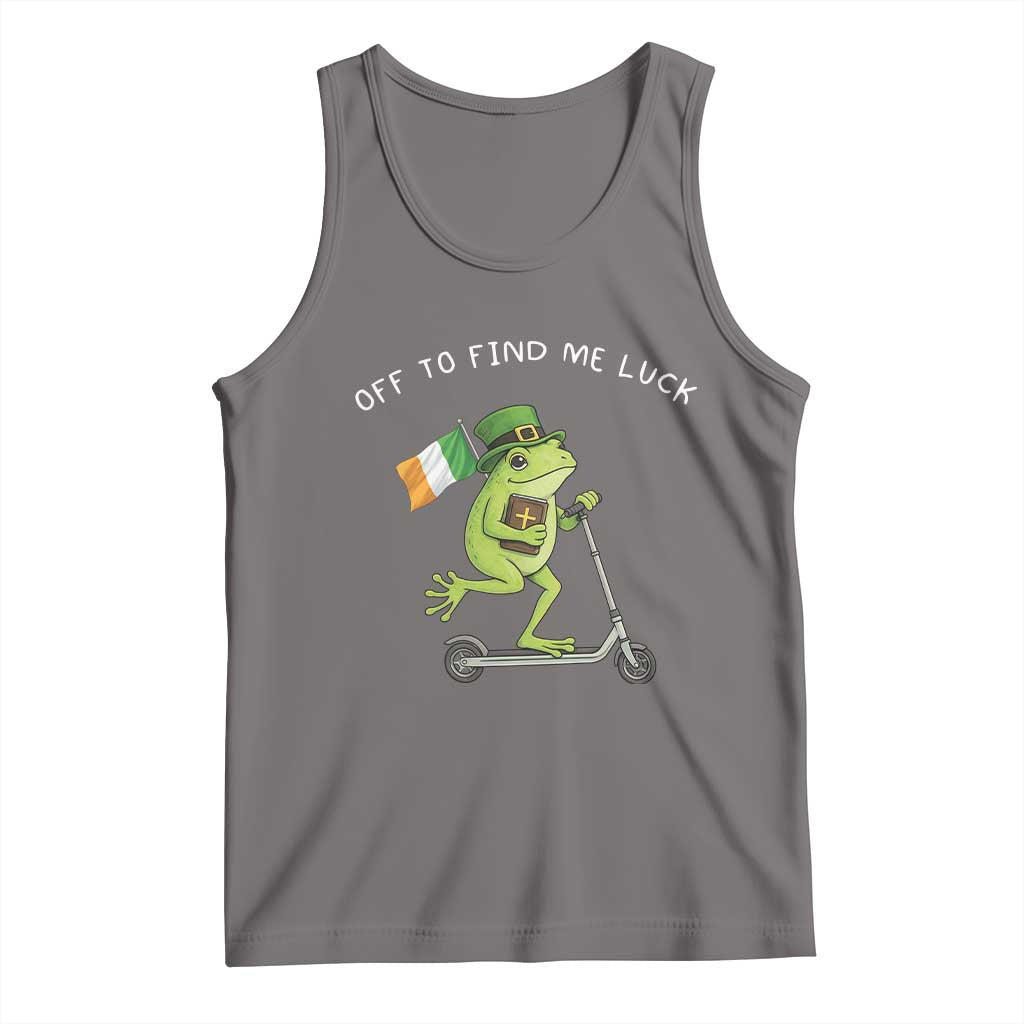 Funny Frog Christian St Patricks Day Tank Top Off To Find Me Lucky TS14 Deep Heather Print Your Wear
