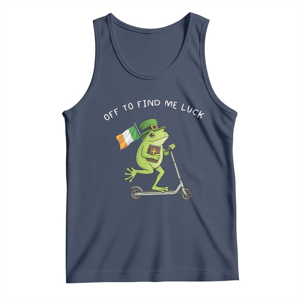 Funny Frog Christian St Patricks Day Tank Top Off To Find Me Lucky TS14 Navy Print Your Wear
