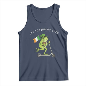 Funny Frog Christian St Patricks Day Tank Top Off To Find Me Lucky TS14 Navy Print Your Wear