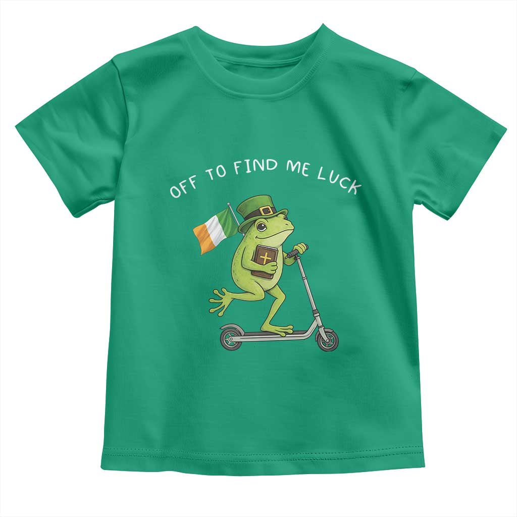 Funny Frog Christian St Patricks Day Toddler T Shirt Off To Find Me Lucky TS14 Irish Green Print Your Wear