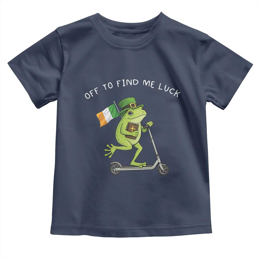 Funny Frog Christian St Patricks Day Toddler T Shirt Off To Find Me Lucky TS14 Navy Print Your Wear