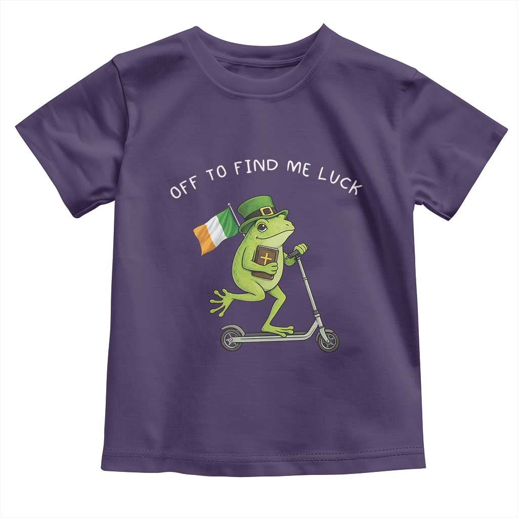 Funny Frog Christian St Patricks Day Toddler T Shirt Off To Find Me Lucky TS14 Purple Print Your Wear