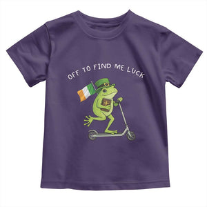Funny Frog Christian St Patricks Day Toddler T Shirt Off To Find Me Lucky TS14 Purple Print Your Wear