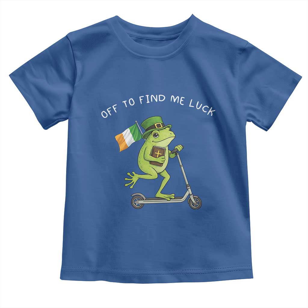 Funny Frog Christian St Patricks Day Toddler T Shirt Off To Find Me Lucky TS14 Royal Blue Print Your Wear