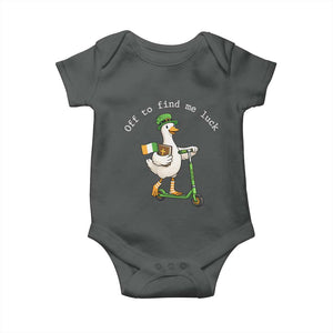Funny Goose Christian St Patricks Day Baby Onesie Off To Find Me Lucky TS14 Dark Heather Print Your Wear