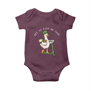 Funny Goose Christian St Patricks Day Baby Onesie Off To Find Me Lucky TS14 Maroon Print Your Wear