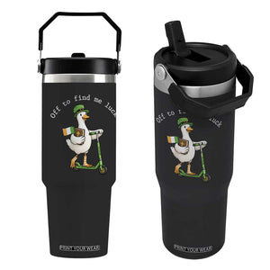 Funny Goose Christian St Patricks Day Flip Straw Tumbler Off To Find Me Lucky TS14 One Size: 30 oz Black Print Your Wear