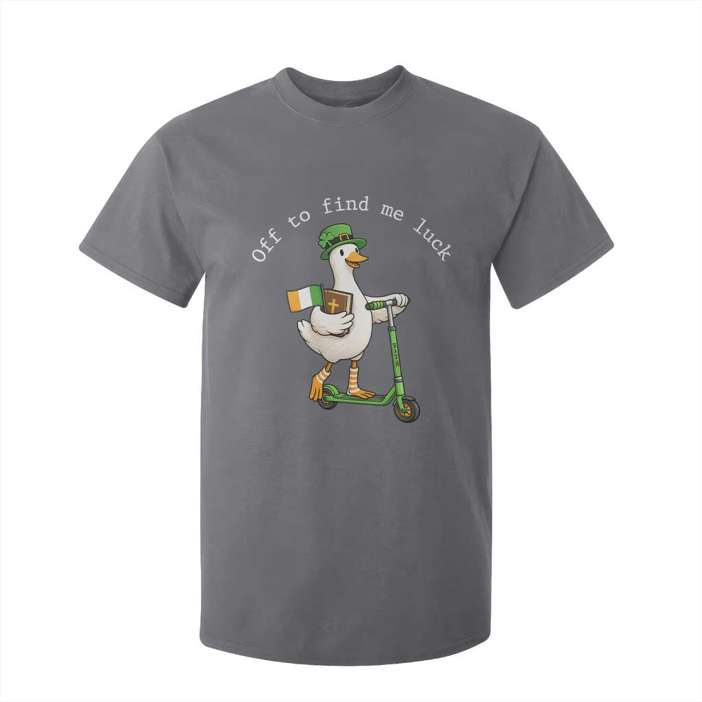 Funny Goose Christian St Patricks Day T Shirt For Kid Off To Find Me Lucky TS14 Charcoal Print Your Wear
