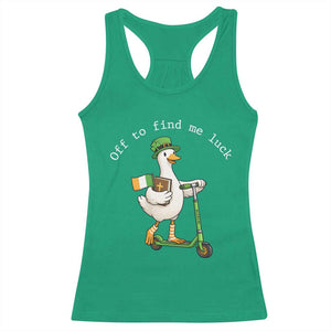 Funny Goose Christian St Patricks Day Racerback Tank Top Off To Find Me Lucky TS14 Irish Green Print Your Wear