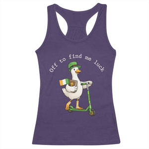 Funny Goose Christian St Patricks Day Racerback Tank Top Off To Find Me Lucky TS14 Purple Print Your Wear