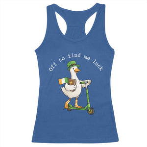 Funny Goose Christian St Patricks Day Racerback Tank Top Off To Find Me Lucky TS14 Royal Blue Print Your Wear