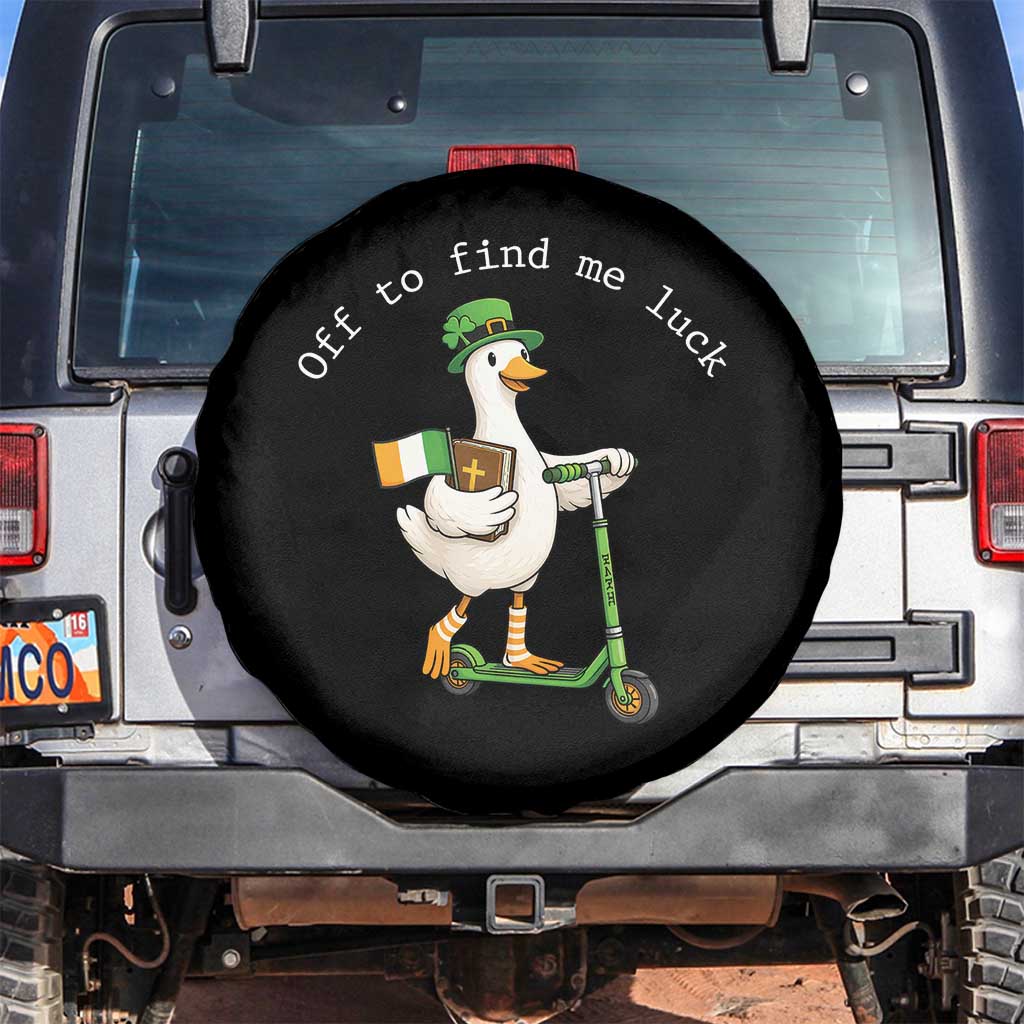 Funny Goose Christian St Patricks Day Spare Tire Cover Off To Find Me Lucky TS14 No hole Black Print Your Wear