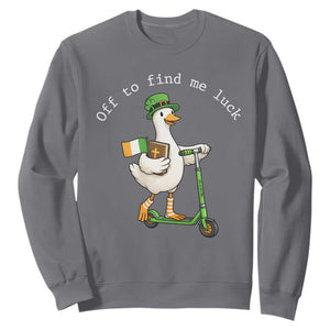Funny Goose Christian St Patricks Day Sweatshirt Off To Find Me Lucky TS14 Charcoal Print Your Wear