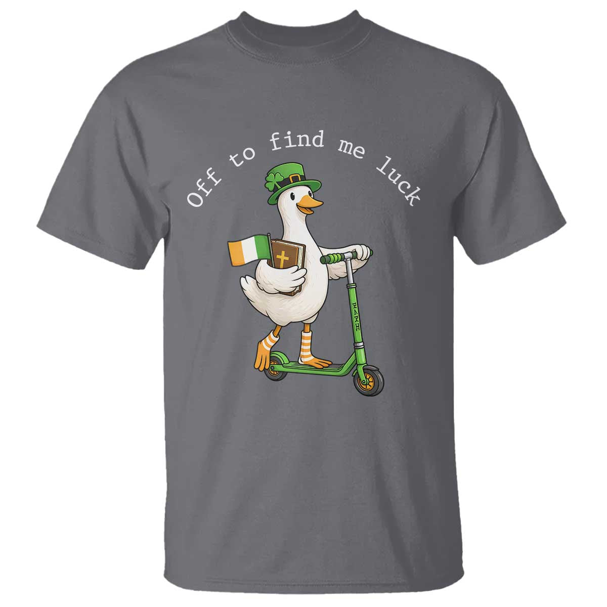Funny Goose Christian St Patricks Day T Shirt Off To Find Me Lucky TS14 Charcoal Print Your Wear