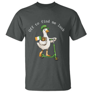 Funny Goose Christian St Patricks Day T Shirt Off To Find Me Lucky TS14 Dark Heather Print Your Wear