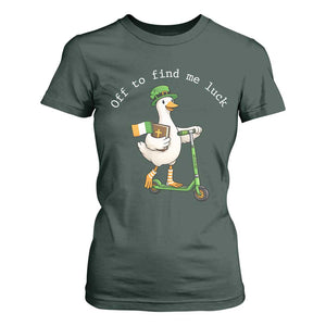 Funny Goose Christian St Patricks Day T Shirt For Women Off To Find Me Lucky TS14 Dark Forest Green Print Your Wear