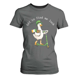 Funny Goose Christian St Patricks Day T Shirt For Women Off To Find Me Lucky TS14 Dark Heather Print Your Wear
