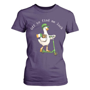 Funny Goose Christian St Patricks Day T Shirt For Women Off To Find Me Lucky TS14 Purple Print Your Wear