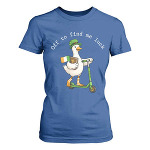 Funny Goose Christian St Patricks Day T Shirt For Women Off To Find Me Lucky TS14 Royal Blue Print Your Wear