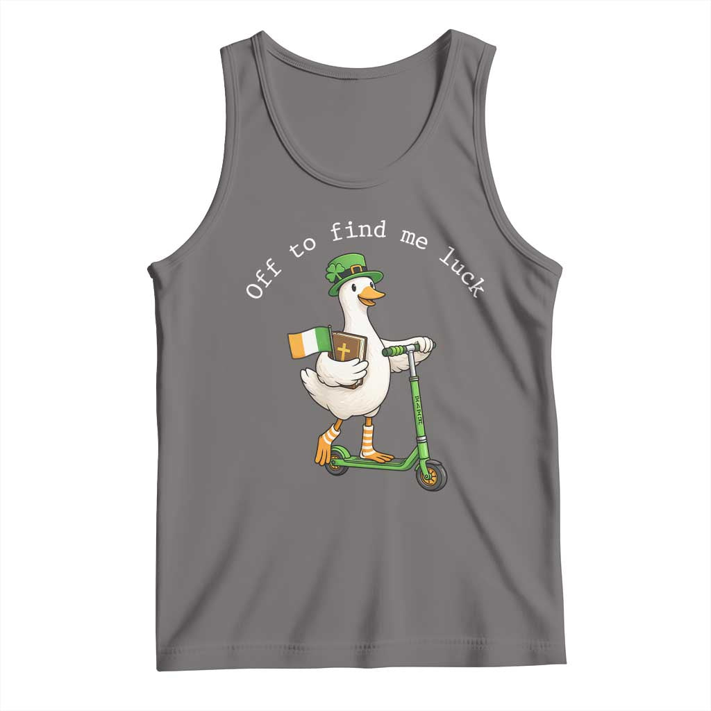 Funny Goose Christian St Patricks Day Tank Top Off To Find Me Lucky TS14 Deep Heather Print Your Wear