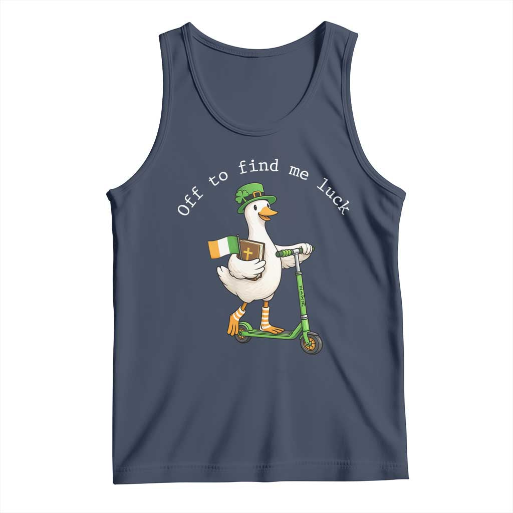 Funny Goose Christian St Patricks Day Tank Top Off To Find Me Lucky TS14 Navy Print Your Wear