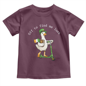 Funny Goose Christian St Patricks Day Toddler T Shirt Off To Find Me Lucky TS14 Maroon Print Your Wear