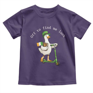 Funny Goose Christian St Patricks Day Toddler T Shirt Off To Find Me Lucky TS14 Purple Print Your Wear