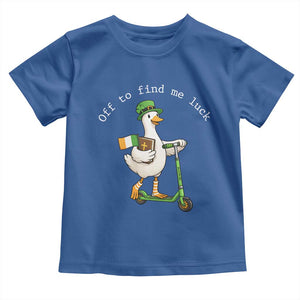 Funny Goose Christian St Patricks Day Toddler T Shirt Off To Find Me Lucky TS14 Royal Blue Print Your Wear