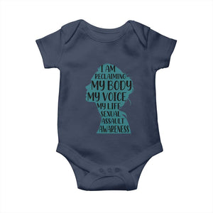 Sexual Assault Awareness Baby Onesie Women Support Survivors TS14 Navy Print Your Wear