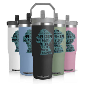 Sexual Assault Awareness Flip Straw Tumbler Women Support Survivors TS14 Print Your Wear