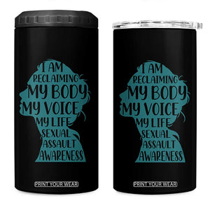 Sexual Assault Awareness 4 in 1 Can Cooler Tumbler Women Support Survivors TS14 One Size: 16 oz Black Print Your Wear