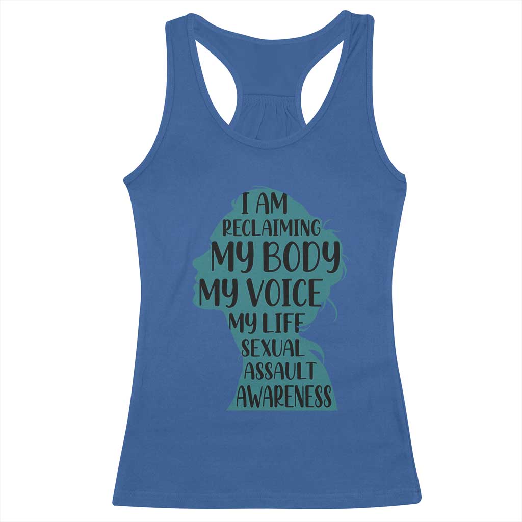 Sexual Assault Awareness Racerback Tank Top Women Support Survivors TS14 Royal Blue Print Your Wear