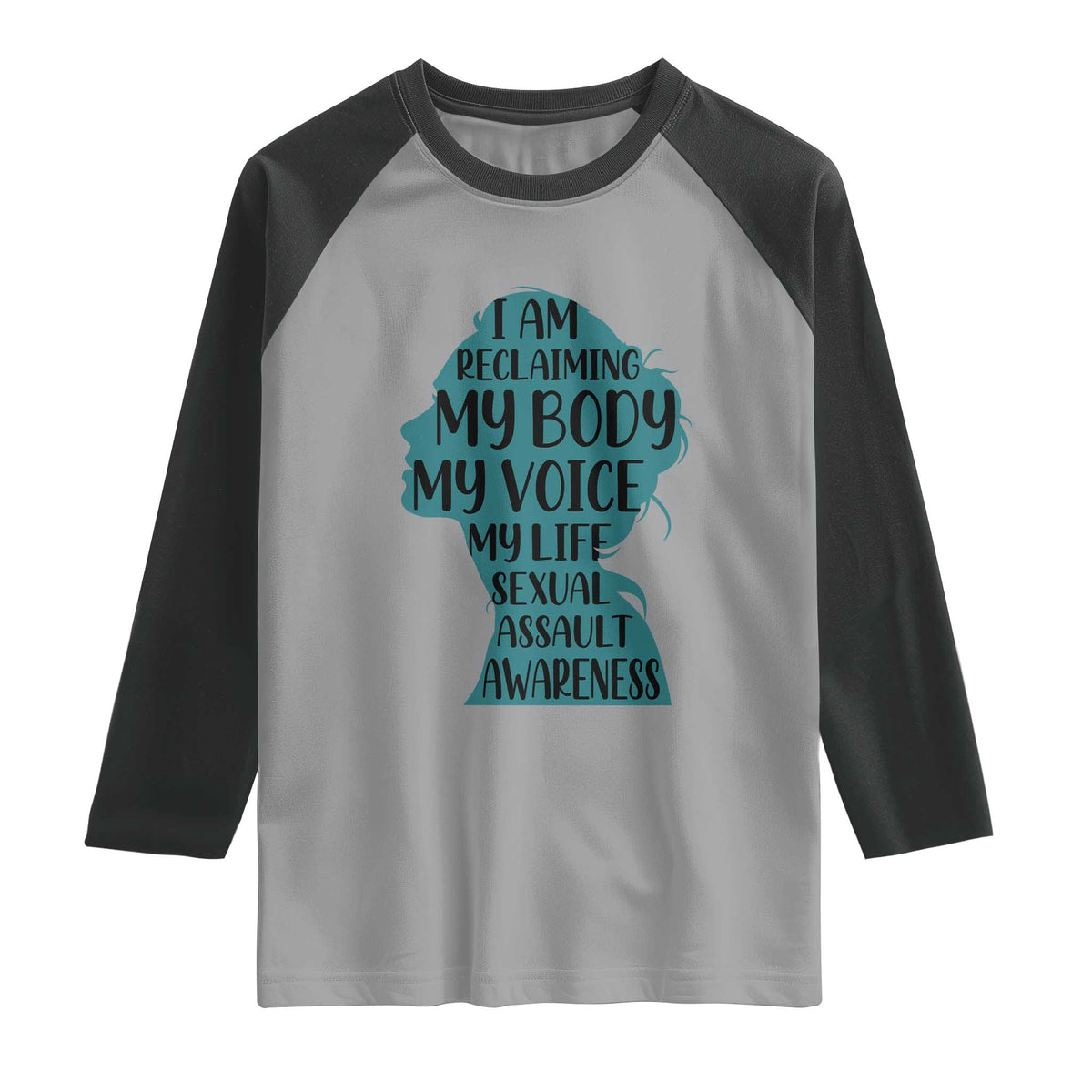 Sexual Assault Awareness Raglan Shirt Women Support Survivors TS14 Sport Gray Black Print Your Wear