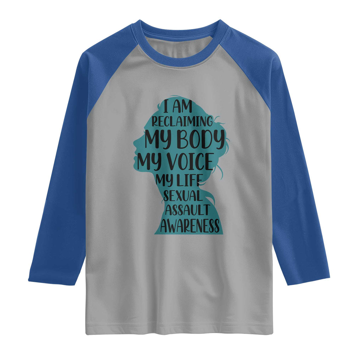 Sexual Assault Awareness Raglan Shirt Women Support Survivors TS14 Sport Gray Royal Print Your Wear