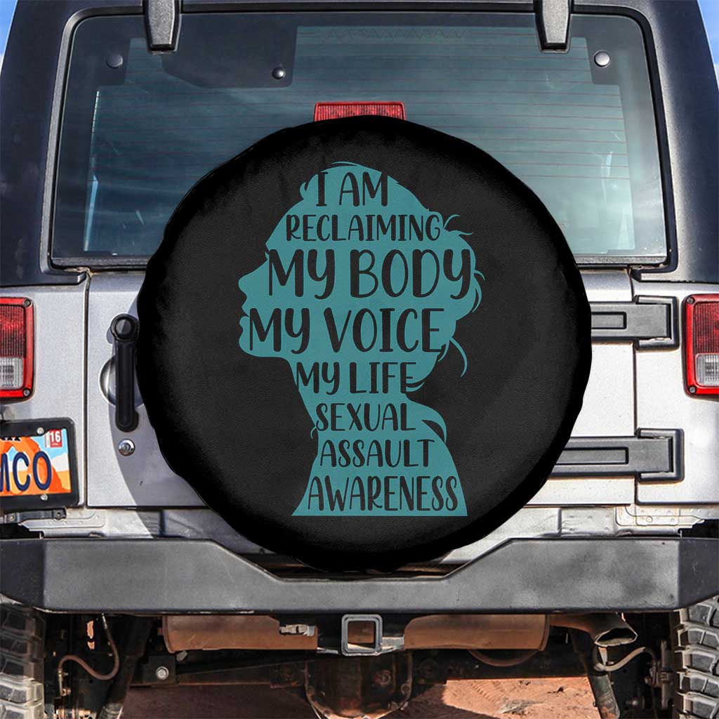 Sexual Assault Awareness Spare Tire Cover Women Support Survivors TS14 No hole Black Print Your Wear