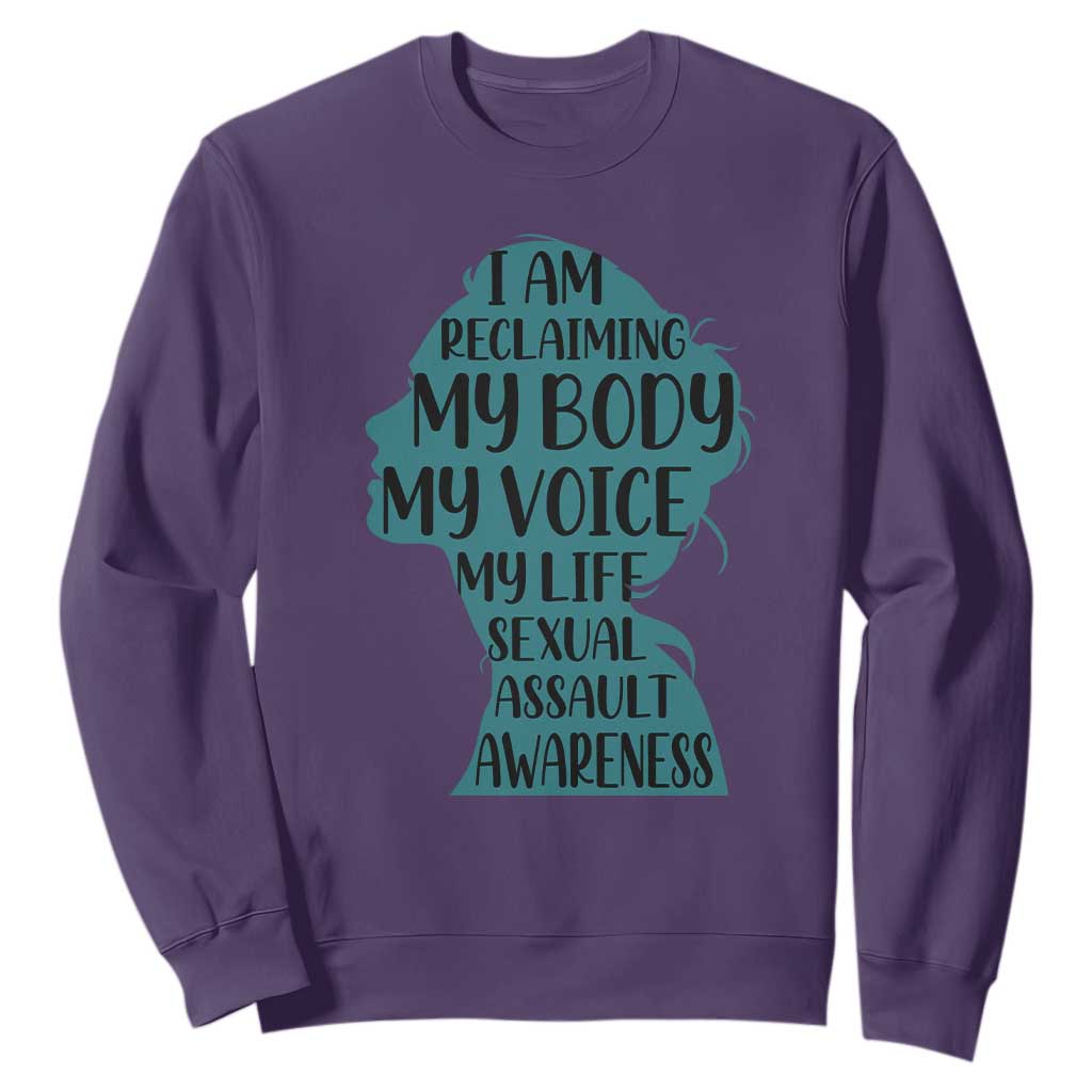 Sexual Assault Awareness Sweatshirt Women Support Survivors TS14 Purple Print Your Wear