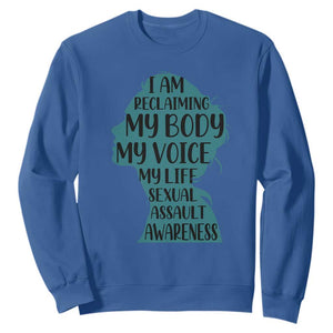 Sexual Assault Awareness Sweatshirt Women Support Survivors TS14 Royal Blue Print Your Wear