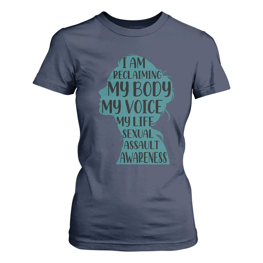 Sexual Assault Awareness T Shirt For Women Women Support Survivors TS14 Navy Print Your Wear