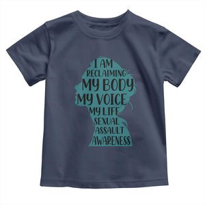 Sexual Assault Awareness Toddler T Shirt Women Support Survivors TS14 Navy Print Your Wear