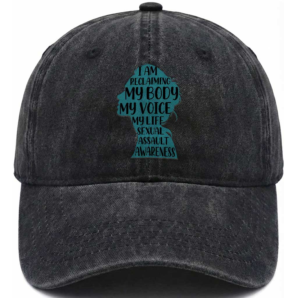 Sexual Assault Awareness Washed Cotton Baseball Cap Women Support Survivors TS14 Washed Cap Universal Fit Black Print Your Wear