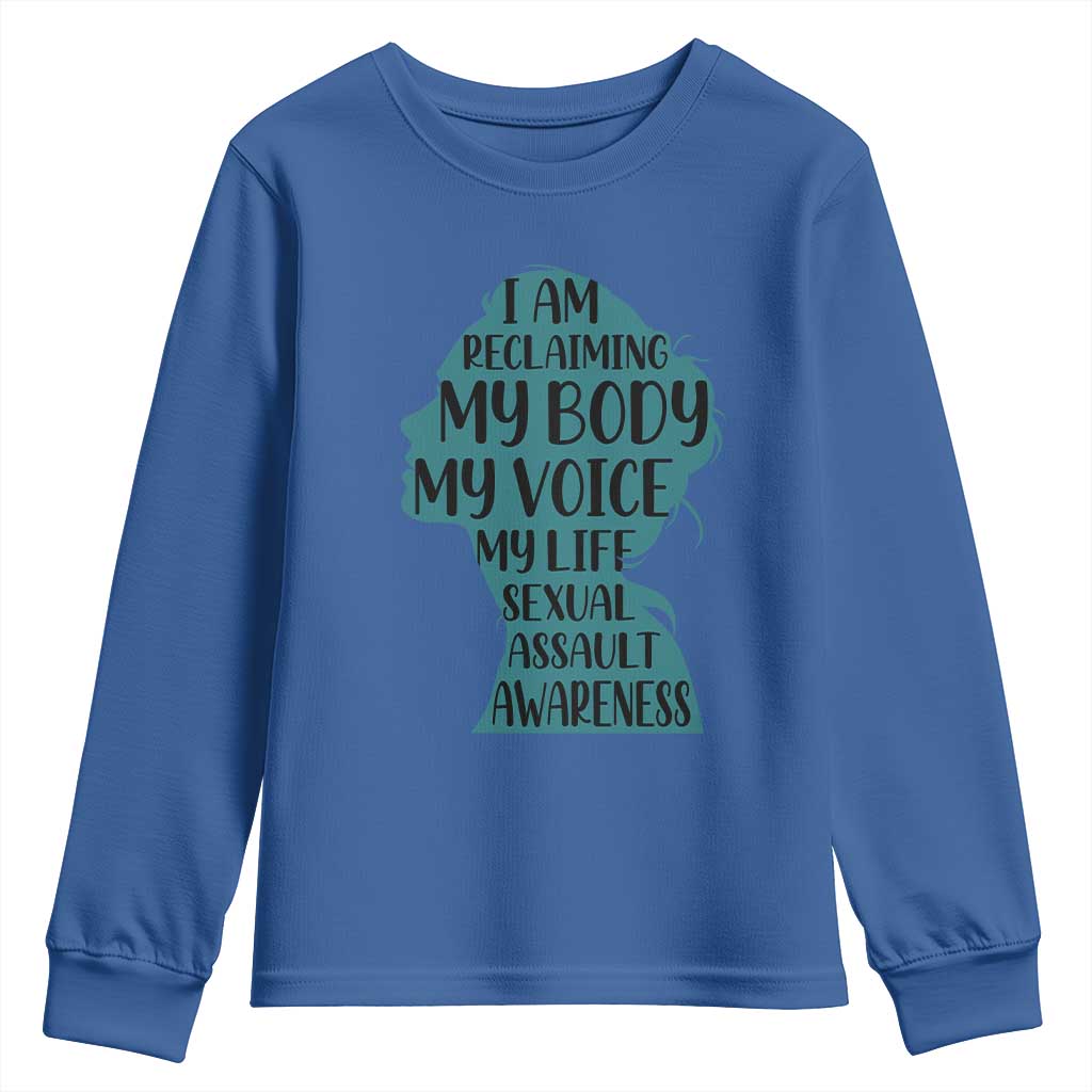Sexual Assault Awareness Youth Sweatshirt Women Support Survivors TS14 Royal Blue Print Your Wear