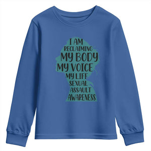 Sexual Assault Awareness Youth Sweatshirt Women Support Survivors TS14 Royal Blue Print Your Wear