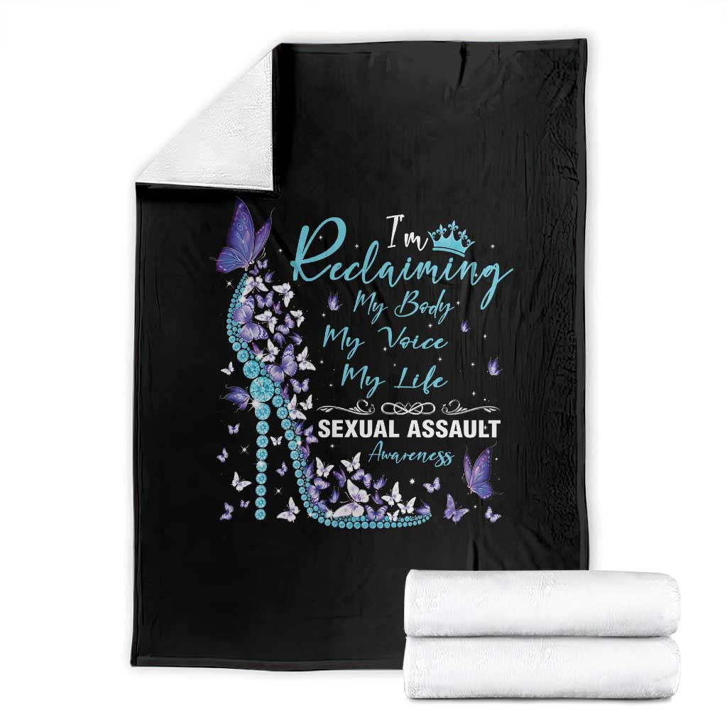 Sexual Assault Awareness Throw Blanket I Am Reclaiming My Body My Voice My Life TS14 Black Print Your Wear