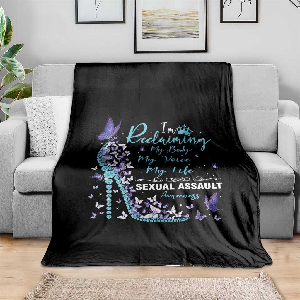 Sexual Assault Awareness Throw Blanket I Am Reclaiming My Body My Voice My Life TS14 Print Your Wear