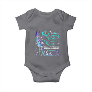 Sexual Assault Awareness Baby Onesie I Am Reclaiming My Body My Voice My Life TS14 Charcoal Print Your Wear