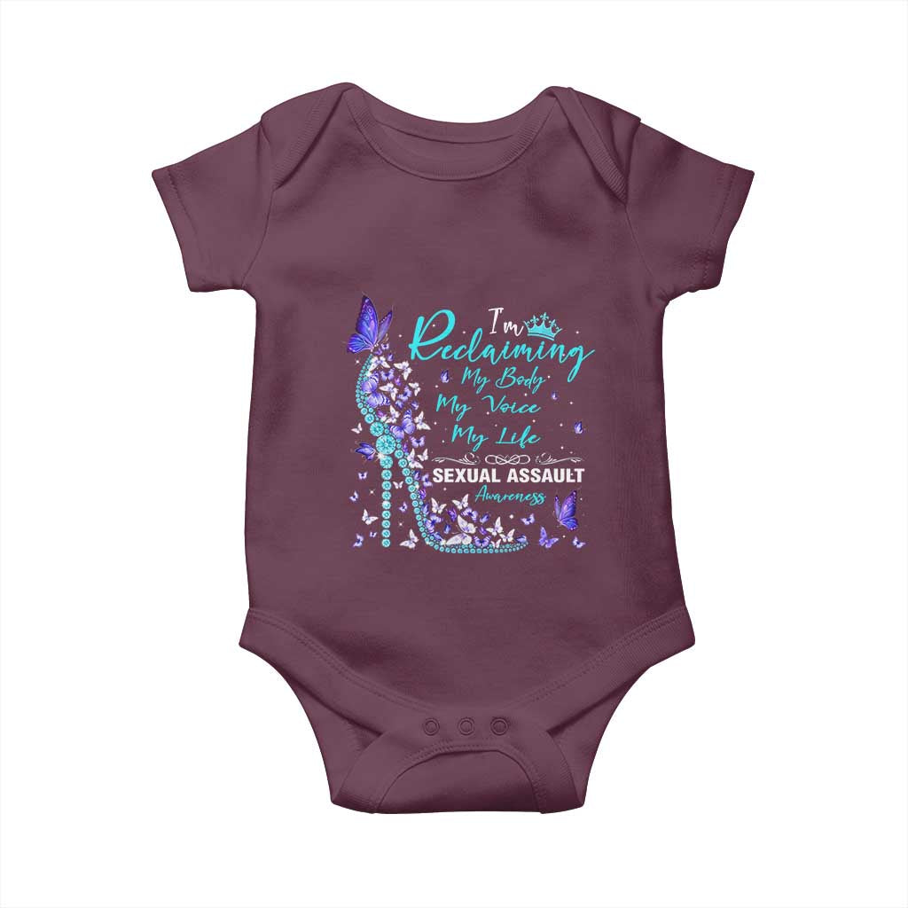 Sexual Assault Awareness Baby Onesie I Am Reclaiming My Body My Voice My Life TS14 Maroon Print Your Wear