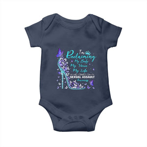 Sexual Assault Awareness Baby Onesie I Am Reclaiming My Body My Voice My Life TS14 Navy Print Your Wear